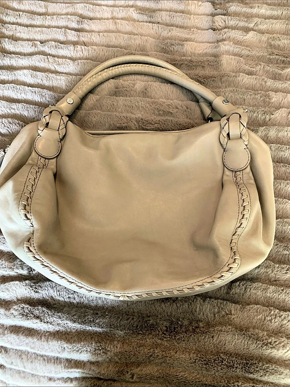 Cole Haan Beige Leather Hobo Bag